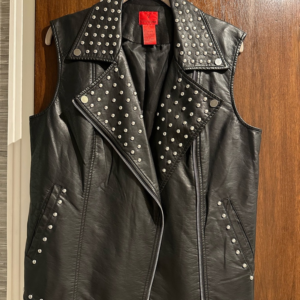 Christina Black Studded Leather Vest